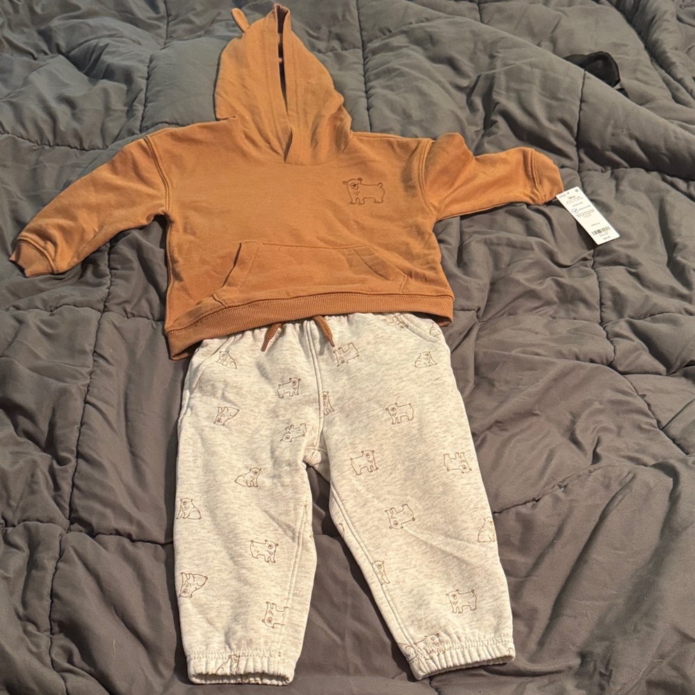 Carter's Brown Hoodie and Gray Joggers Set